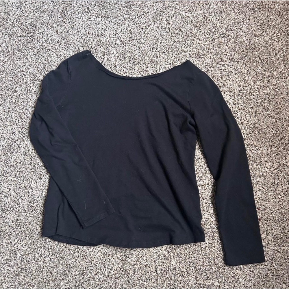 Plain off the shoulder black long sleeve top